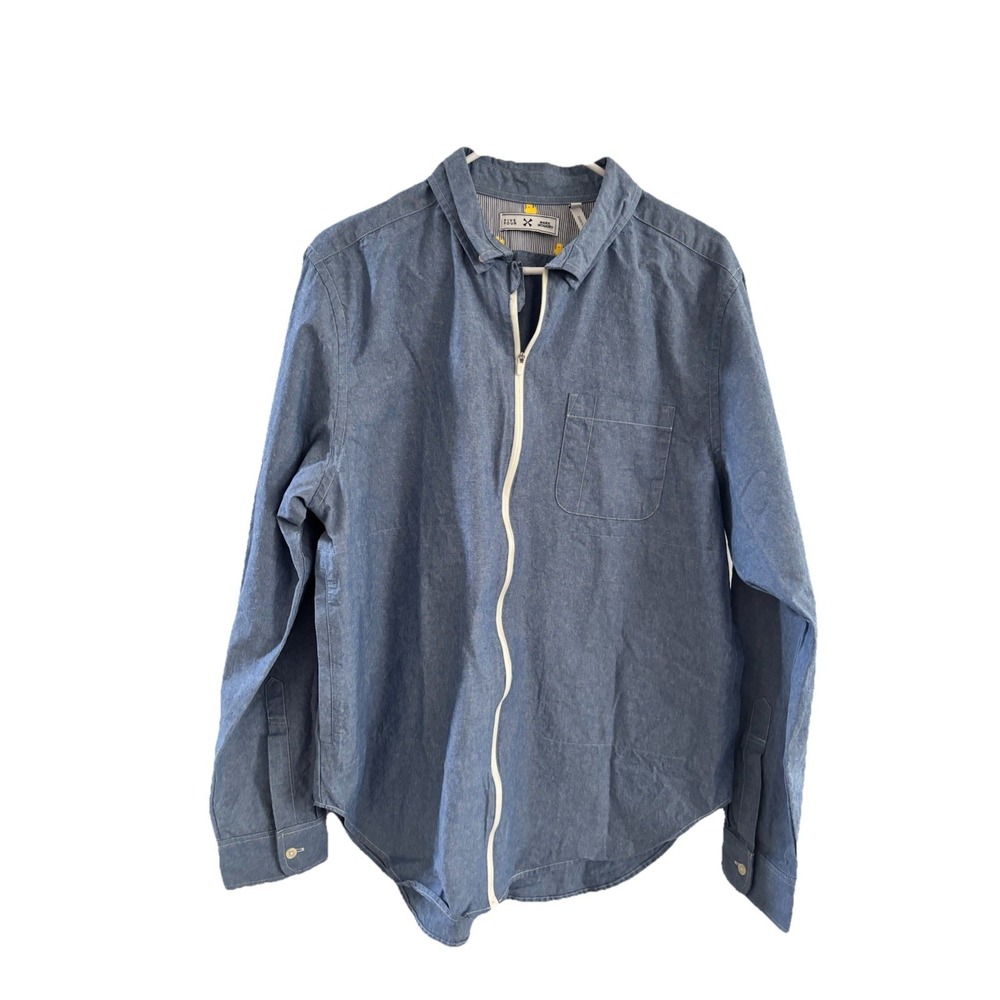 Five Four Mark McNairy Shirt Medium Blue Zip Up Oxford Rubber Duck Detail